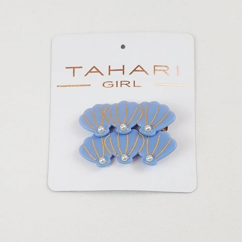 Tahari Girl Blue and Gold Shell Hair Clip Hair Accessories